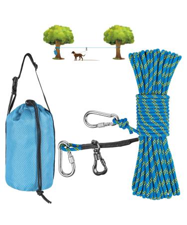 Xiaz dog leash for camping 15.2 m portable overhead trolley system for dogs up to 90.7 kg dog leash for courtyard camping parks outdoor events 5 minutes furnishings blue blue 50ft