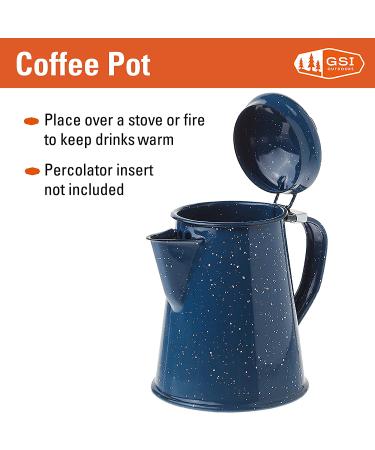 GSI Outdoors Enamel Coffee Pot - 8 Cup Blue | Ideal for Camping & Farmhouse Use - Buy Online on GoSupps.com