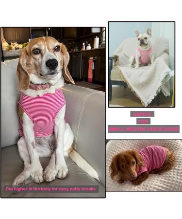 Shop Sychien Large Dog Shirt - Soft Combed Cotton T-Shirt for Bulldogs | Pink Rose Striped Design - Buy Online on GoSupps.com