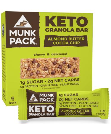 Munk Pack Keto Granola Bar Almond Butter Cocoa Chip 4 Bars 1.12 oz (32 g) Each