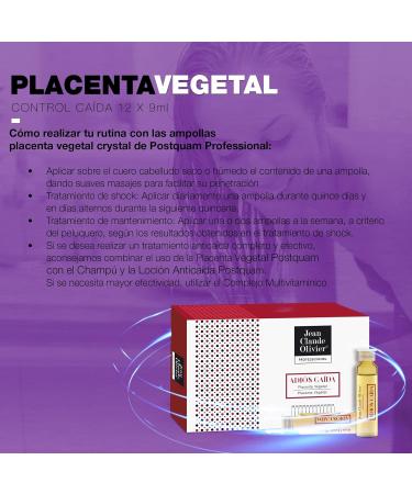 Jean Claude Olivier - Ampoules de Placenta V g tal pour les Cheveux - Stimule la Circulation et Pr vient la Chute des Cheveux - 12 Ampoules de 9 ml - Buy Online on GoSupps.com