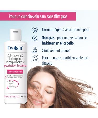 Evolsin Lotion psoriasis & ecz ma pour le cuir chevelu et le corps - pour les peaux irrit es s ches I Cicatrise & soulage les d mangeaisons - Buy Online on GoSupps.com