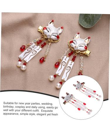 SHOWERORO 1 Pair Fox Tassel Clip Women Tassel Hair Clip Tassel Animal Hair Clip Chinese Tassel Hair Clip Chinese Tassel Hairpin Dangle Tassel Hair Clip Tassel Hairpin Tassel Barrette - Buy Online on GoSupps.com