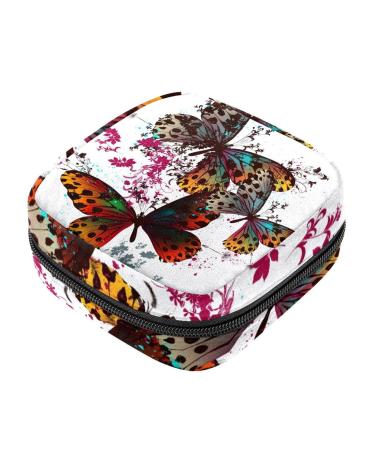 Women's napkin storage bag beautiful butterfly colorful wing flowers menstrual cup portable women's bandages storage bags female menstruation first period pocket