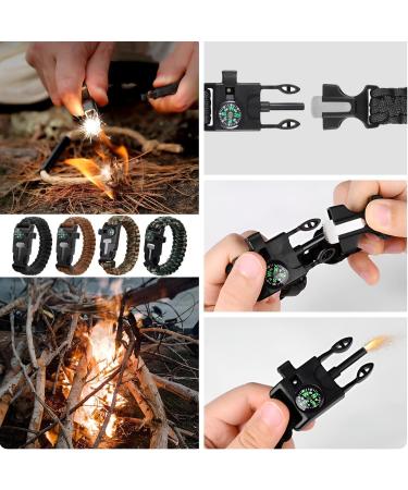 Zsmjaer Survival Bracelet Set - 2-Piece Multifunction Paracord with Flint Pipe and Compass for Outdoor Adventures Black-Green - Buy Online on GoSupps.com