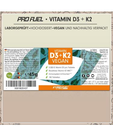 Buy Vegan Vitamin D3 K2 - 180 Tablets | 5000 IU D3 + 200 MCG K2 (MK7) | High Dose & Laboratory Tested | Free from Additives - International Shipping Available - Buy Online on GoSupps.com