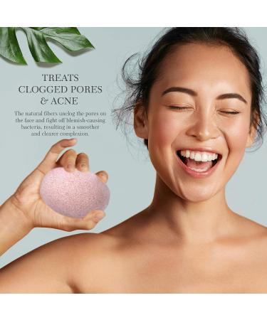 Organic French Pink Clay Konjac Facial Sponge for Sensitive Skin - Handmade, Unscented, Soft Exfoliation - Men and Women - Acne Care - Energia Pink Clay Sponge - Buy Online on GoSupps.com