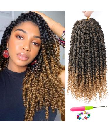 Passion Twist Hair - 8 Packs 14 Inch Passion Twist Crochet Hair For Black Women, Crochet Pretwisted Curly Hair Passion Twists Synthetic Braiding Hair Extensions ( 14 Inch 8 Packs, T27 ) 14 Inch (Pack of 8) T27