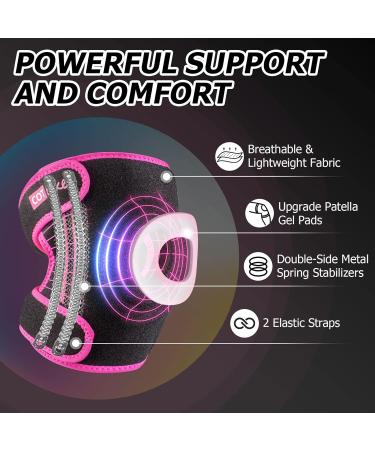 Buy Knee Braces with Side Stabilizers - Patella Support for Pain Relief & Injury Recovery | Arthritis Meniscus Tear - Available in Pink (Size S) for Men & Women - Buy Online on GoSupps.com