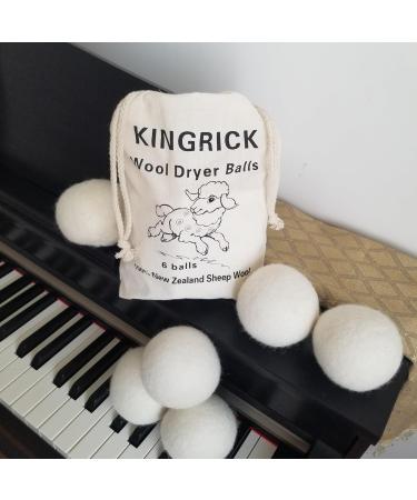 KINGRICK Wool Dryer Balls - 100% New Zealand Premium Wool Natural Drying Aid Reduces Drying Time & Static - Set of 6 - Buy Online on GoSupps.com