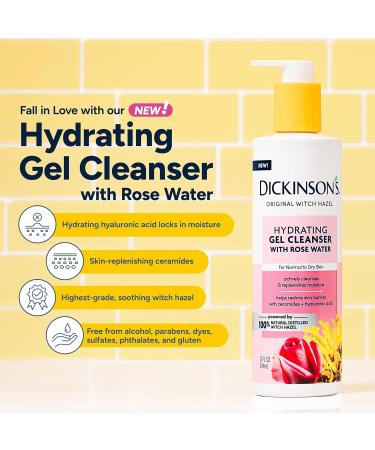 Dickinson's Original Witch Hazel Hydrating Gel Cleanser with Rose Water - 12 Fl Oz | Shop Internationally for Healthy Skin - Buy Online on GoSupps.com