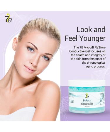 7E Wellness ReStore 4oz Conductive Gel with Bio-Active Complex - Green Tea, Hyaluronic Acid, Collagen Peptides - Anti-Aging & Skin Tightening - Buy Online on GoSupps.com