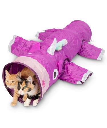 Pet Craft Supply Magic Mewnicorn Multi Cat Tunnel Boredom Relief Toys with Crinkle Feather String for Dogs, Cats, Rabbits, Kittens and Guinea Pigs for Hiding Hunting and Resting