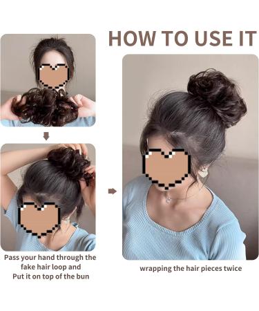 BELEVO Messy Bun Hair Piece Curly Wavy Large Scrunchies for Women - Dark Brown Synthetic Updo Ponytail Hair Buns for Weddings & Parties - Buy Online on GoSupps.com