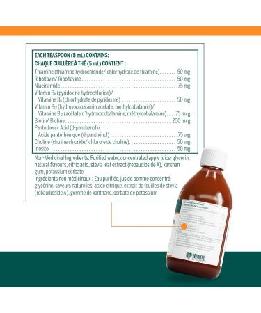Genestra Brands - Liquid B Complex - Supports Cognitive Function Immune Function Energy Production and Healthy Hair Nails and Skin - 450 ml Liquid - Natural Tangerine-Cherry Flavour - Buy Online on GoSupps.com