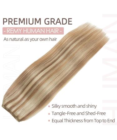 Real Hair Extensions with Transparent Cord - 40cm Golden Brown & Bleach Blonde Highlights - Invisible Silk-Co Wire Hair Extensions for Women - Buy Online on GoSupps.com