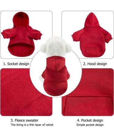 SATINIOR Winter Dog Hoodie - 2 Pack Small Dog Sweatshirts with Pocket, Warm Cotton Coat for Dogs, Puppy Costume (M) Dark Blue/Wine Red - Buy Online on GoSupps.com