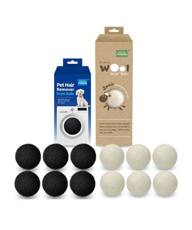 The Ultimate Set of Laundry Softener and Pet Hair Removing Balls, Wool Dryer Balls to Soften Clothes, Pet Hair Dryer Balls to Remove Lint and Animal Hair, Pack of 2 (6 balls each)