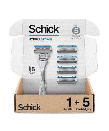 Schick Hydro Dry Skin Razor  Razor for Men with Dry Skin with 5 Razor Blades (Packaging / Color May Vary) Hydrate Razor & 5 Refills