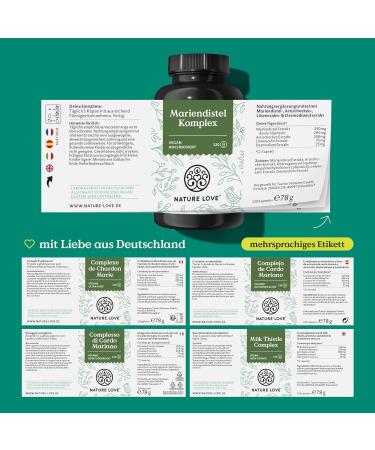 Buy Nature Love Mary Thistle & Artichoke Extract - High-Dose 80% Silymarin - 120 Vegan Capsules - Laboratory Tested Quality - International Shipping Available - Buy Online on GoSupps.com