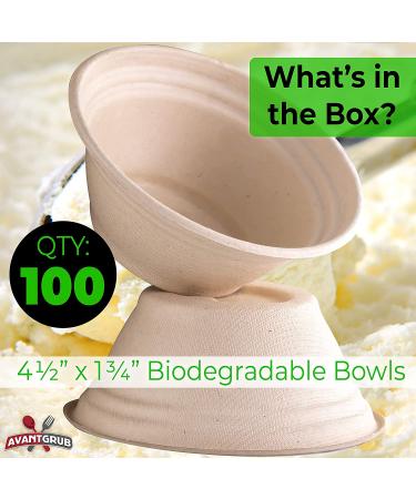 Restaurant-Grade Biodegradable 8 Oz Bowls Bulk 100 Pk - Ideal for Ice Cream, Chili, or Soup. Disposable Wheatstraw Bowls, Allergen-Free, Leakproof, Microwave Safe - Buy Online on GoSupps.com