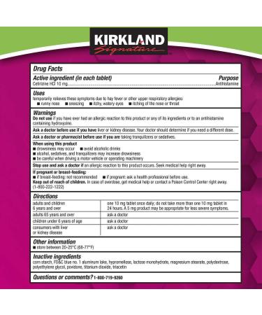Kirkland Signature Aller-Tec Cetirizine HCL 10mg Antihistamine - 365 Tablets - Buy Online on GoSupps.com