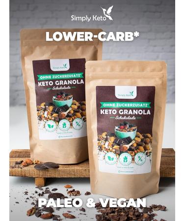 Simply Keto Crunchy Muesli Chocolate Low Carb Muesli without Sugar 250g Delicious Keto Muesli for a Perfect Breakfast Paleo & Vegan Soy Lactose & Gluten Free 250g chocolate muesli 250 g 1er Pack - Buy Online on GoSupps.com