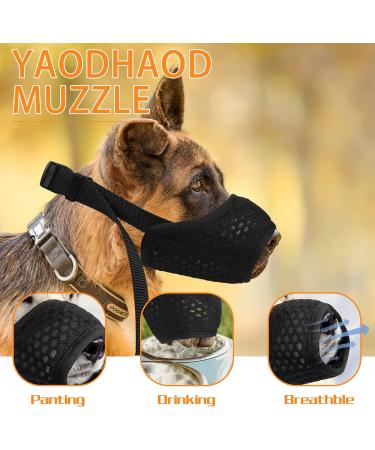 Yaodhaod XXL Black Dog Muzzle - Breathable Mesh for Safe Eating Biting & Chewing Prevention - International Shipping - Buy Online on GoSupps.com