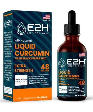 E2H Liquid Turmeric Curcumin for Better Absortion - Natural Joint Support - Turmeric Root Extract with Black Pepper Seed - Boost Your Health - Vegan - Non-GMO - 2 Fl Oz