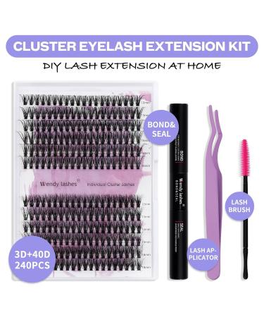 DIY Lash Extensions Set - Cluster Lashes & Eyeholder - DIY Eyelash Bond & Seal Kit (3D+40D-D CURL 12-16mm) for At-Home Application | International Shipping Available - Buy Online on GoSupps.com
