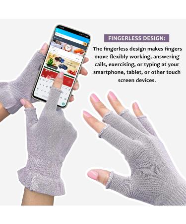 MIG4U 3 Pairs Fingerless Moisturizing Gloves for Eczema Treatment - Pale Purple L/XL - Touchscreen & UV Protection - Buy Online on GoSupps.com