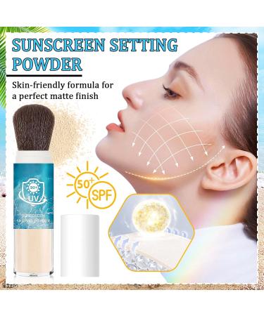Mineral Face Sunscreen Setting Powder | SPF 50+ Waterproof Oil Control - Lightweight Brush-On Sunscreen for All Skin Types - Buy Online on GoSupps.com