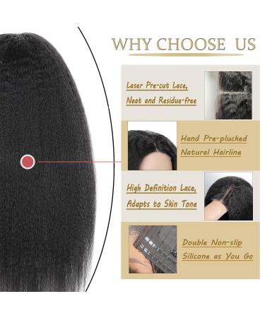 4x4 HD Lace Wear and Go Glueless Wig - Pre-Cut Pre-Plucked Kinky Straight Human Hair Wig for Black Women | 180% Density 18 Inch Bleached Knots - Buy Online on GoSupps.com