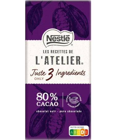 Nestl Les Recettes de L'Atelier - 80% Dark Chocolate Bar Just 3 Ingredients - 100g - Buy Online on GoSupps.com