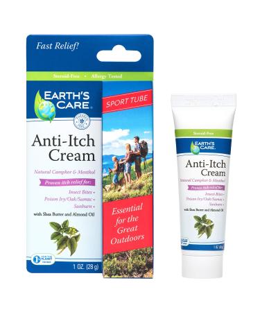 Earth's Care Anti Itch Cream - Extra Strength Bug Bite Itch Relief - Soothes Sunburns Rashes and Minor Skin Irritation 1 OZ. 1 Ounce
