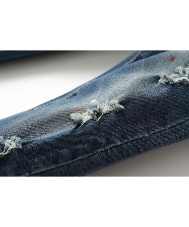 KIDSCOOL SPACE Baby Girl Boy Slim Jeans 4-5 Years Slim Blue-6502# | Ripped Denim Pants with Elastic Band - Buy Online on GoSupps.com