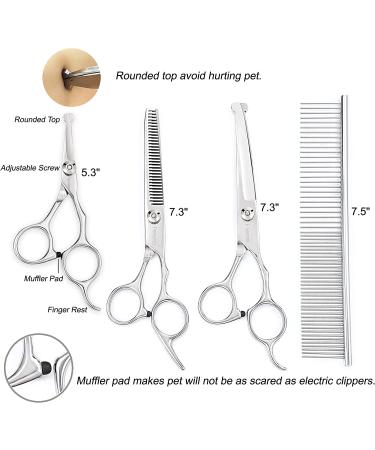 Freewindo Dog Grooming Kit - Round Tip Scissors & Stainless Steel Clippers - 6 in 1 Pet Grooming Set for Dogs and Cats - Buy Online on GoSupps.com