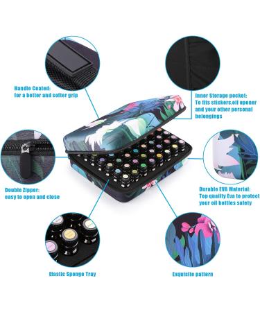 Fitnate Essential Oils Pocket Bag for 56 Bottles - Waterproof Lotus Pattern - Ideal for Young Living & DoTerra with Bottle Openers Sticker - Buy Online on GoSupps.com