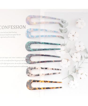 6 Pieces French Style U Shaped Hair Pins Tortoise Shell Hair Sticks Forks - Leopard Chignon Pin for Women and Girls - Buy Online on GoSupps.com
