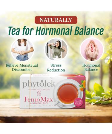 FemoMax Tea for Women's Health, Hormone Balance, and Fertility - Herbal Detox Tea with Mint, Calendula, Turmeric, Yarrow, and Liquorice - 30g, 20 Tea Bags - Buy Online on GoSupps.com