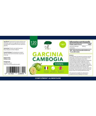 Just'Natur-Garcinia Cambogia 500 mg Fat Burner Hunger Suppressing Natural Ingredients High Quality Made in Europe 120 Capsules for a 4-Month Treatment - Buy Online on GoSupps.com