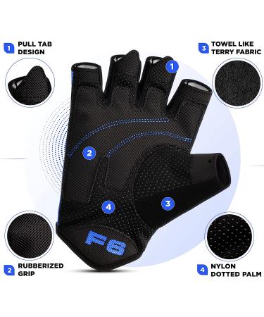 RDX Gym Weight Lifting Gloves - Anti Slip, Padded Palm Protection - Men Women Half Finger Fitness Workout Equipment (Blue, Medium) - Buy Online on GoSupps.com