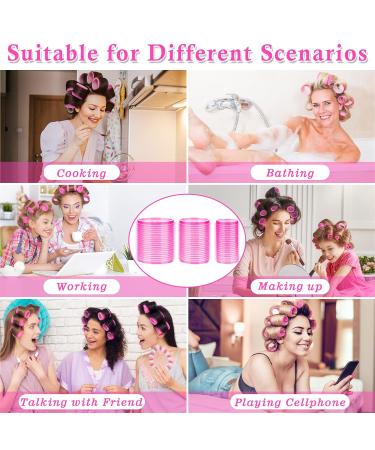 Selizo Lock Winder Curls Set - 28 Heat-Free Jumbo & Small Hair Rollers (63mm 44mm 35mm) - Ideal for Long Medium & Short Hair - Pink - Buy Online on GoSupps.com