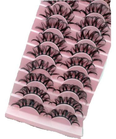 Josiezoey 10 Pairs D Curl 3D 15mm Russian Strip Lashes Faux Mink Wispy Fluffy Curly False Eyelashes - Natural Look Fake Eyelashes - Buy Online on GoSupps.com