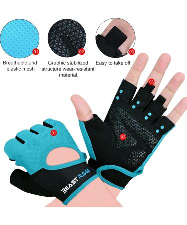 Beast Rage Fitness Gloves - Breathable Weightlifting & Training Gloves for Men & Women | Gym Bodybuilding CrossFit & Cycling - Buy Online on GoSupps.com