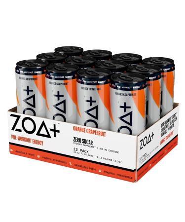 ZOA+ Plus Mandarin Orange Grapefruit Pre-Workout Drink - 12 Fl Oz (Pack of 12) | Zero Sugar, Nitric Oxide, Antioxidants, Electrolytes, Natural Caffeine | Gluten Free & Keto Friendly - Buy Online on GoSupps.com