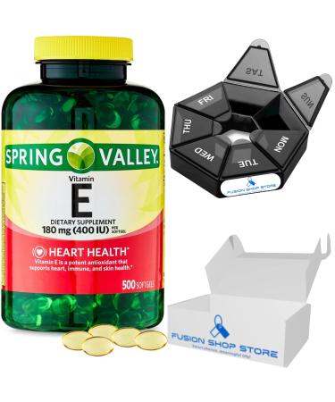 Spring Valley Vitamin E 400 iu softgels 500 ct Set with Fusion Shop Store Week case (1) (Pack of 1)