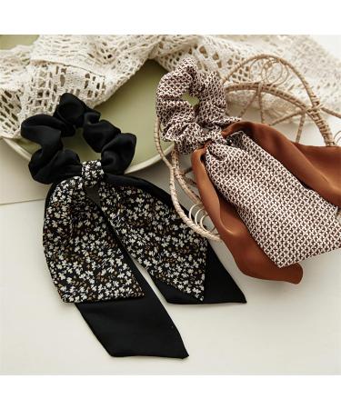 6 Pcs Bowknot Hair Bands Scarves - Double Layer Chiffon Elastic Hair Ties for Women & Girls - Ponytail Holders & Hairprint Bandana - Buy Online on GoSupps.com