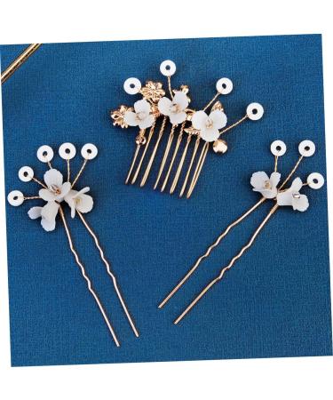 Healeved 2 Sets Bridal Hairpin Rhinestone Hair Clips Rhinestone Headpiece Flower Headpiece Bride Hair Comb Bride Hair Side Comb Hair Pin Hair Comb for Bride Women's Hair Stick Pearl Alloy - Buy Online on GoSupps.com
