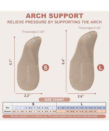 Arch Support Inserts for Plantar Fasciitis Relief - Gel Heel Cushions for Men & Women - Beige Small - Buy Online on GoSupps.com